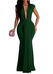 Memoriesea Women's Elegant Sleeveless Deep V Neck