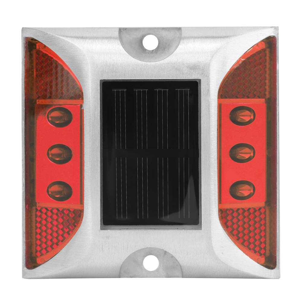 GOTOTOP LED Solar Power Ground Marker Lights LED Road Reflector, Waterproof Outdoor Driveway Road Stud Lamp, Road Stud Pathway Marker Light(Red)