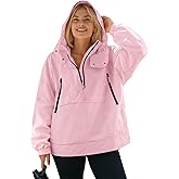 Yousify Women's Lined Waterproof Pullover Rain Jacket with Hood for Running Cycling Hiking