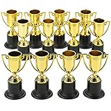 Plastic Trophies - 4 Inch Cup Golden Trophies For Children, Competitions, Awards, Parties, Party favors, Props, Rewards, Prizes, Games, School, Field Day, Boys And Girls By Kidsco