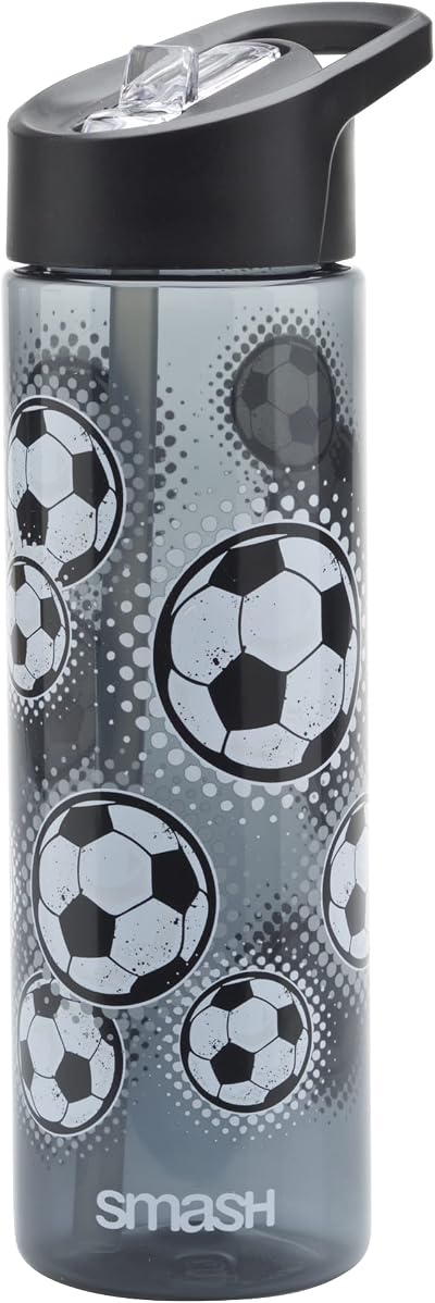 Smash Sipper Water Bottle 700ml with Straw Black Football Brand Smash