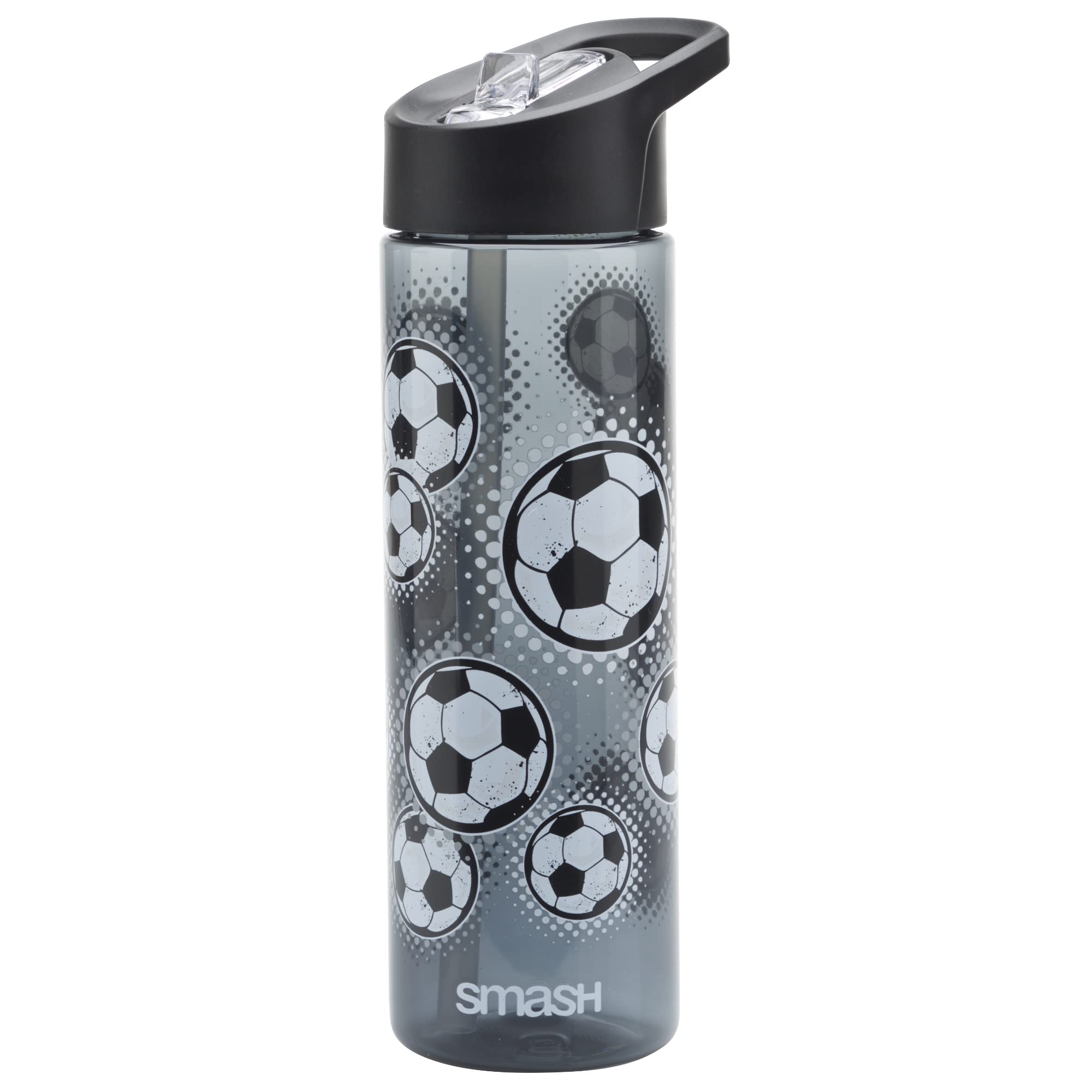 Smash Sipper Water Bottle with Straw 700ml - Football, Black — image 1
