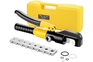 TEENO Hydraulic Crimping Tool 10T Hydraulic Cable Lug Crimper 12 to 2/0 AWG Hydraulic Hand Crimper Tool Electrical Terminal Cable Wire Tool Kit with 9 Die