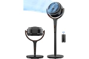 pasapair Pedestal Fan with Light, 12 Speeds Portable Oscillating Fan for Bedroom Adjustable Height, 90°+90° Smart Floor Fans with Remote and 3 Modes,12 Timer, Quiet, Black