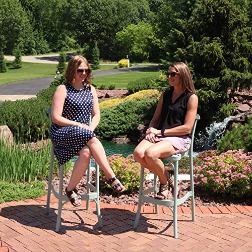 Sunnydaze Woodway AllWeather Plastic Patio Barstool Seat Modern