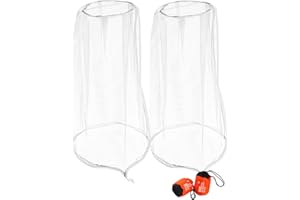 wohohoho Mosquito Head Net Mesh with Drawstring, Bug Face Netting for Hats, Mesh Face Shield for Men & Women Beekeeper Net Mask Protection for Midges, Bugs & Gnats (2 Packs, White, Updated Big Net)