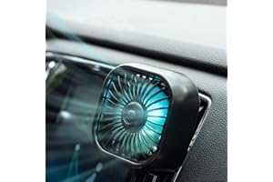 OUGETHER Car Air Outlet Fan USB Cooling Fan with Color Changing Light 3 Speed Fan Car Rear Seat Heat Dissipation Car Accessories (Black)