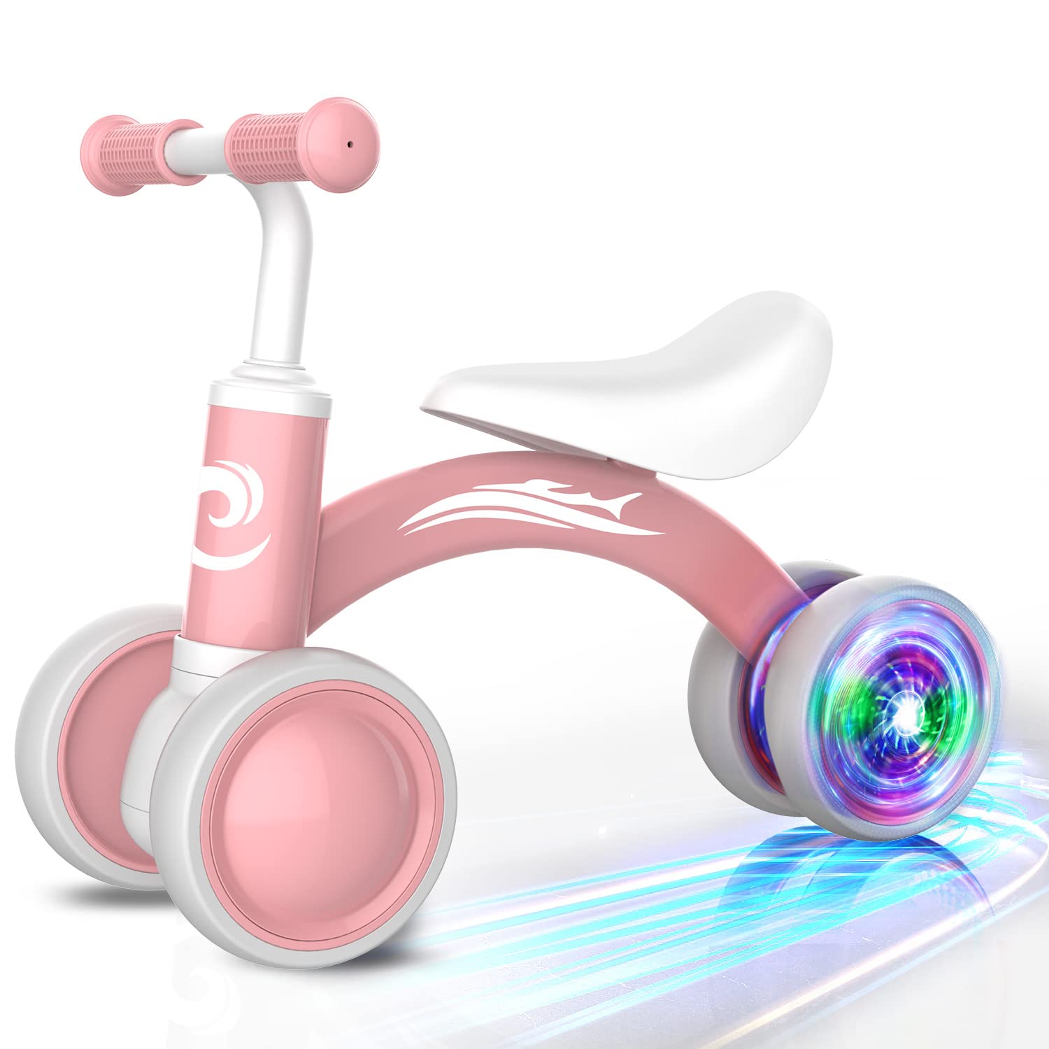 Photo 1 of Colorful Lighting Baby Balance Bike Toys for 1 Year Old Girl Gifts, 10-36 Month Toddler Balance Bike, No Pedal 4 Silence Wheels & Soft Seat Pre-School First Riding on Toys, 1st Birthday Gifts.