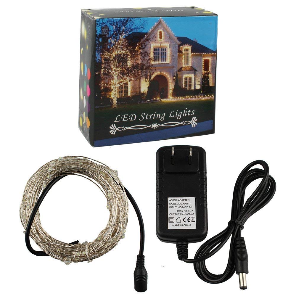 GALYGG LED Copper Wire String Lights,33ft 100 LEDs,Waterproof Decorative Light with Power Apdater,Fairy String Lights for Patio,Bedroom,Wedding,Party,Christmas Tree,Garden,Indoor and Outdoor - White