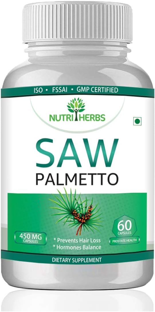 Nutriherbs Organic Saw Palmetto Extract Capsules 450mg DHT Blocker for