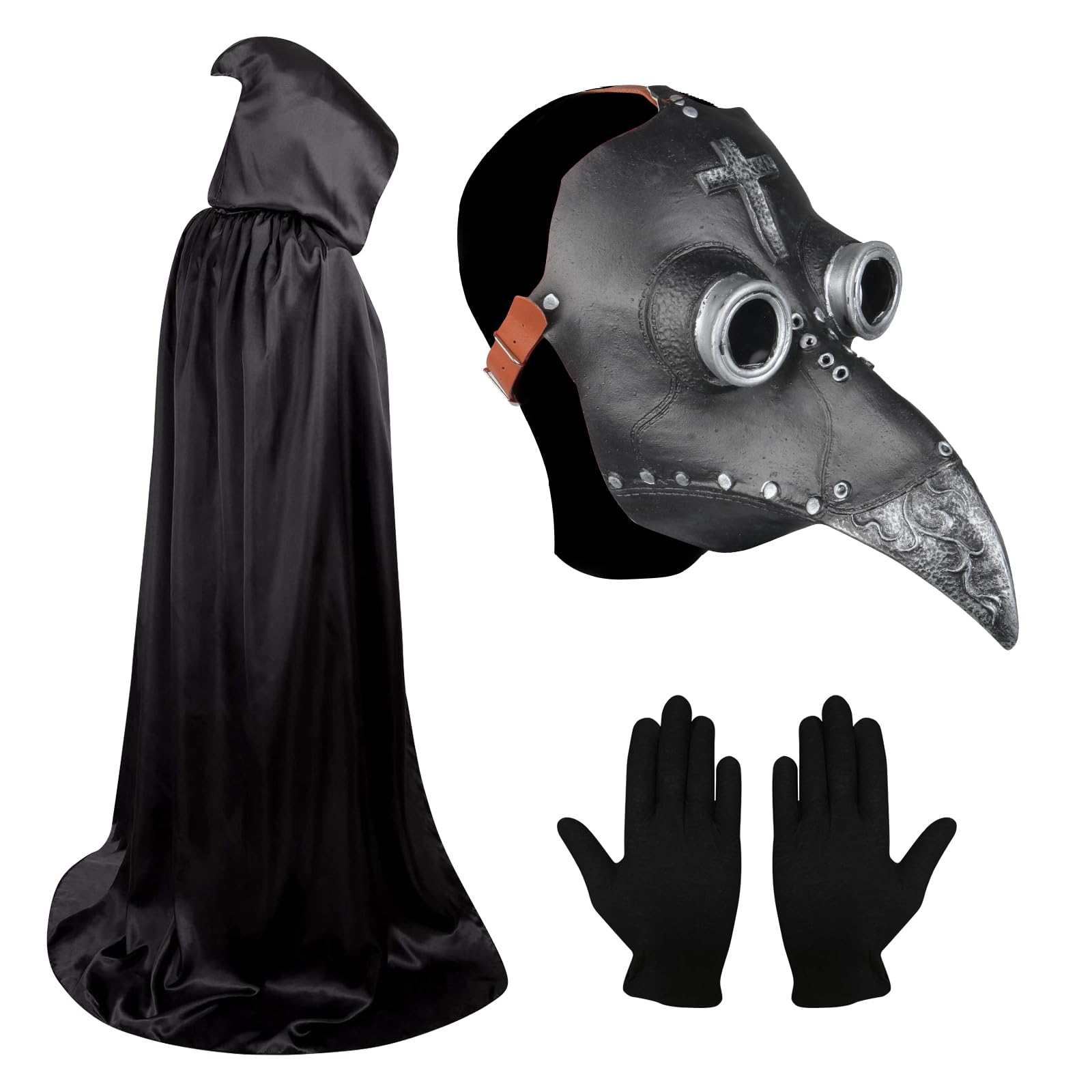 Plague Doctors Mask, Steampunk Mask, Halloween Costume Props for Gothic Cosplay (Black Sliver)