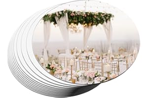 VSAR House 10" Round Mirrors Candle Plate for Table Centerpieces, Mirror Centerpieces ，Round Mirror Trays with Cushioned Feet for Wedding Decorations, Wall Mirror Decor,Round Mirror Tiles 12 PCS 2mm