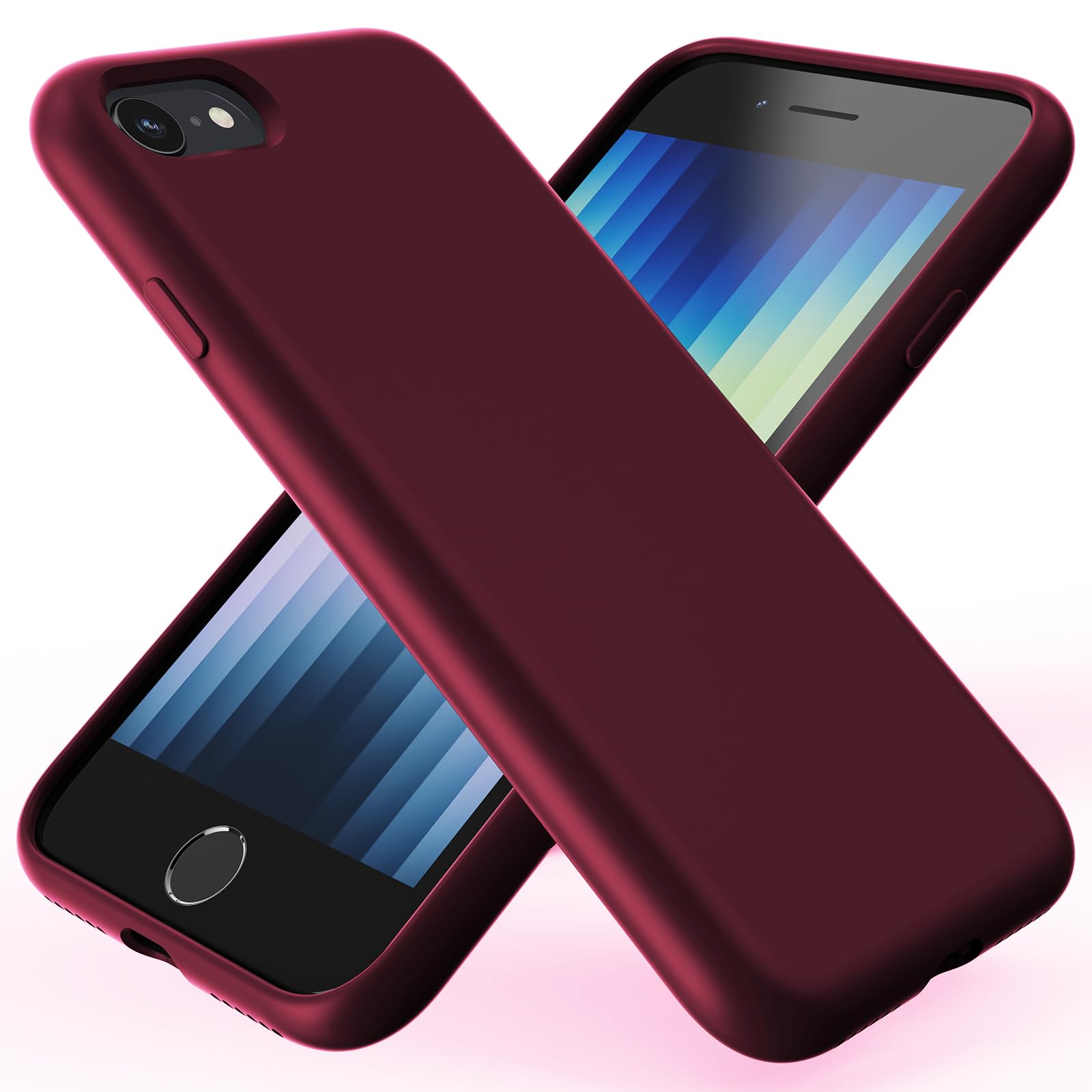 TAXXOE Liquid Silicone Case Compatible with iPhone SE 2020/2022, iPhone 8/7, 4.7 Inch, Soft-Touch, Shockproof, DustProof, Antiskid Full Body Phone Cover for iPhone SE - Wine Red — image 1