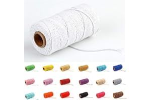 EQARP Macrame Cotton Cord 2mm 109 Yard Cotton Rope Colored Craft Cord for DIY Crafts Plant Hangers (White)