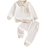 FOCUSNORM Toddler Baby Boy Clothes Plaid Long Sleeve Sweatshirt Pullover Tops + Joggers Pants Infant Boy Fall Winter Outfits