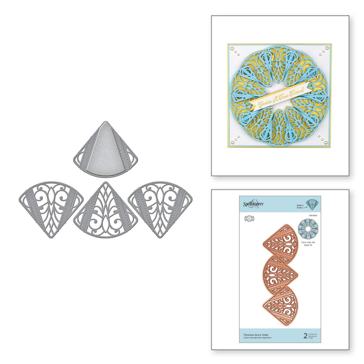 Spellbinders Etched Dies from The Dimensional Doily by Becca Feeken, Metal, Timeless Grace Petal Inlay: 3.5 x 4.8 cm