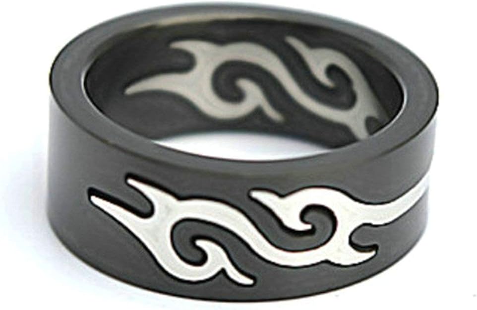 Sceau De La Flamme Exaltée Elden Ring Beglie Ringe Herren Edelstahl Männer Ringe Breit Bicolor Weiß Flamme