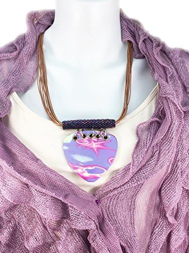 Leenou Handmade Jewelry Set with Purple Polymer Clay Pendant and Polymer Clay Earrings with Round Crystals and and Beaded Beads on Multistrand Organic Cotton Cord for Wedding Anniversary Gift Birthday