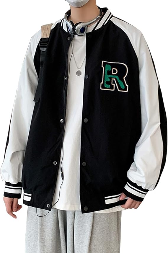 IFIKK Men's Varsity College Jacket Baseball Jackets Unisex Cotton Coat Bomber Custom Amazon.co