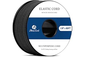 Abma Cord Bungee Cord 1/8in x 50ft Elastic Shock Cord 100% Stretch Elastic Bungee Rope for Tarpaulin, Trailer, Backpack, Tent