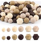 100Pcs Silicone Beads, Brown Round Hexagon Loose Spacer Beads, 3 Size 4 Color Retro Bulk Rubber Bead for Making DIY Necklaces Bracelet Keychain (12mm/15mm)