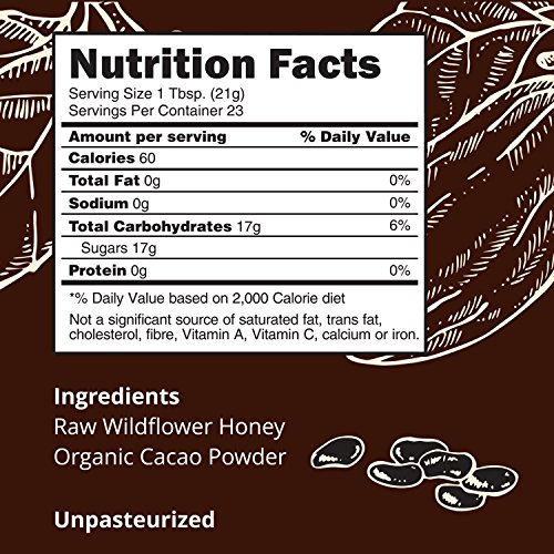 Superfood Cacao Honey by Beekeeper's Naturals | 500g of 100% Raw, Sustainably Sourced Enzymatic Honey | Raw Ecuadorian Cacao | Gluten Free & Nut Free