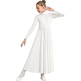 Sanmsoner Girls High Neck Praise Dance Dress Loose Fit Full Length Long Sleeve Liturgical Dance Dress
