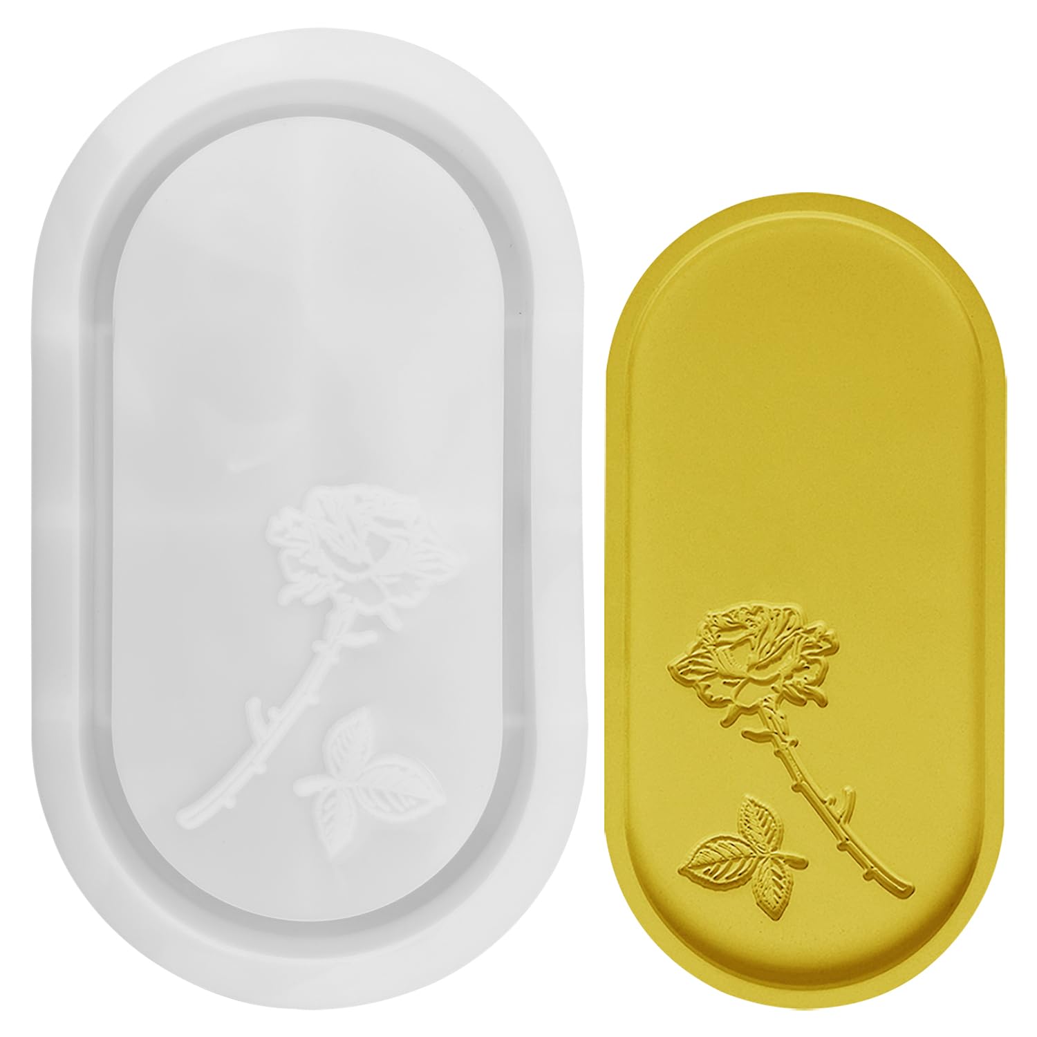 Resin Candle Holder Mould,Rose Tray Epoxy Casting Moulds,Candle Holder Resin Silicone Molds,Jewelry Soap Storage Tray Silicone Mould for Trinket,Home Decoration,Flowers,DIY Craft