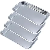 Stainless Steel Trays, 4 Pack Metal Tray Medical Tray Dental Procedure Tray, Lab Instrument Tools Trays Small Flat Trays for 