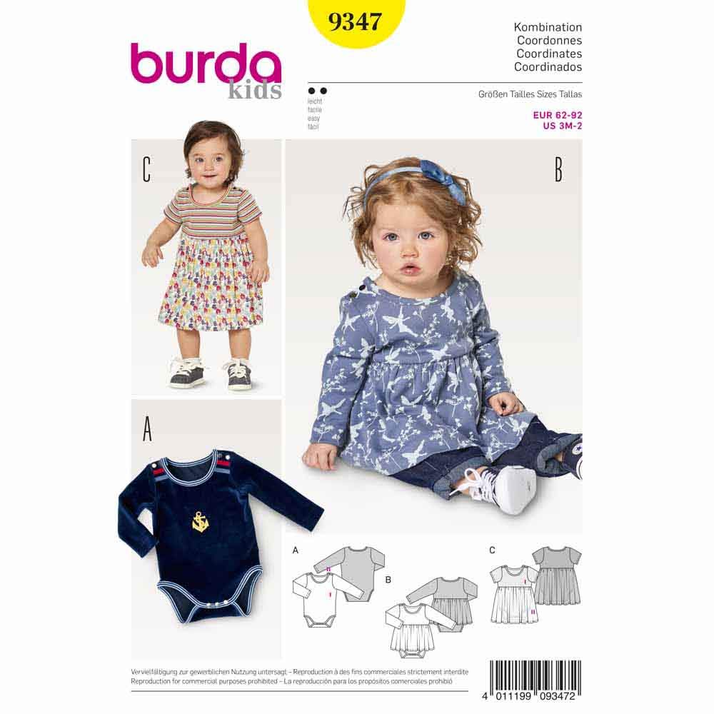 Burda Style Sewing Pattern B9347 Babies' Dress and Bodysuit