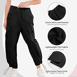 Rolanko Parachute Pants for Girls Baggy Y2K Cargo