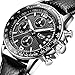 Yuheng Quartz Chronograph Waterproof Watches Business and Sport Design Leather Band Strap Wrist Watch (Black)