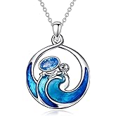 Sonouli Turtle Pendant Necklace Sterling Silver Wave Turtle Pendant for Women