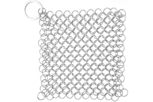 Yuseduoxiwu Stainless Steel Cast Iron Cleaner, Cast Iron Scrubber,for Pre-Seasoned Pans, Griddles, BBQ Grills, and Pot Cookwa