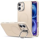 ESR for iPhone 16 Case, Silicone Case with Stand, Compatible with, Military-Grade Protection, Built-in Camera Stash Stand, Magnetic Phone Case for iPhone 16, Cloud Series, Light Tan