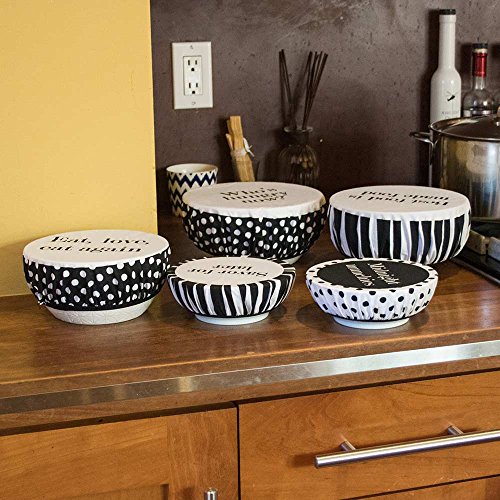G.U.S. Tasty Trimmings Fabric Bowl Covers - Polka Dot, Set of 5. Food Safe, Vegetable Dyes, Elastic Edging, Washable And Reusable