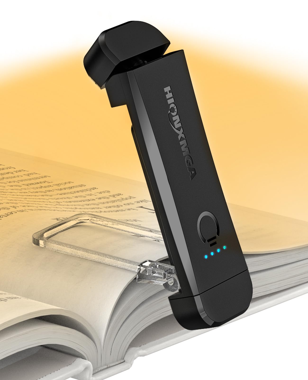 HIONXMGA USB Rechargeable Book Light,Reading Light Clip on Book,3 Colours & Stepless Dimming,Portable & Flexible,Reading Lamp for Books in Bed at Night,Perfect for Booklovers and Kids,Black