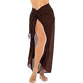 Back From Bali Womens Sarong Wrap Swimsuit Cover Up Solid Beach Pareo Bathing Suit Skirt Coconut Tie Clip