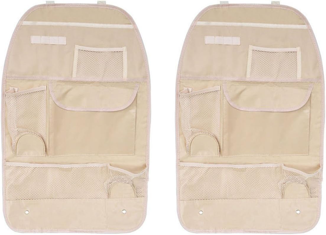 Youkap 2pcs Car Seat Back Organizer HolderTravel Hanger Diaper Bag Multi-Pocket Storage Bag Hanging Bag For Car SUV Baby Stroller Beige