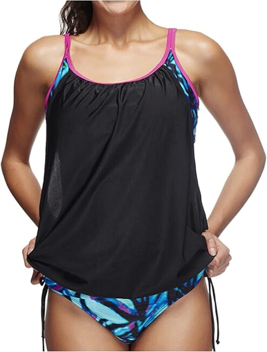 4th of July Tankini Swimsuits for Women Two Piece American Flag Print Bathing Suits Sporty 