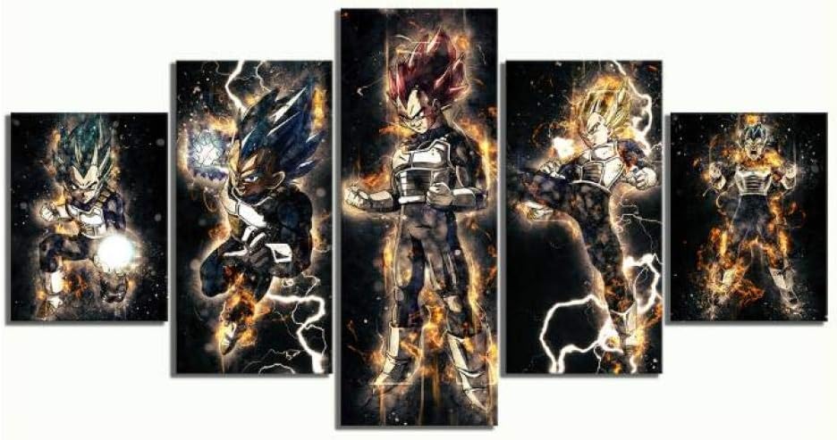 Home & Kitchen 5 Pcs Abstract Hd Dragon Ball Vegeta Anime Poster Painting Canvas Wall Art Home Decoration (Size 3) Frameless