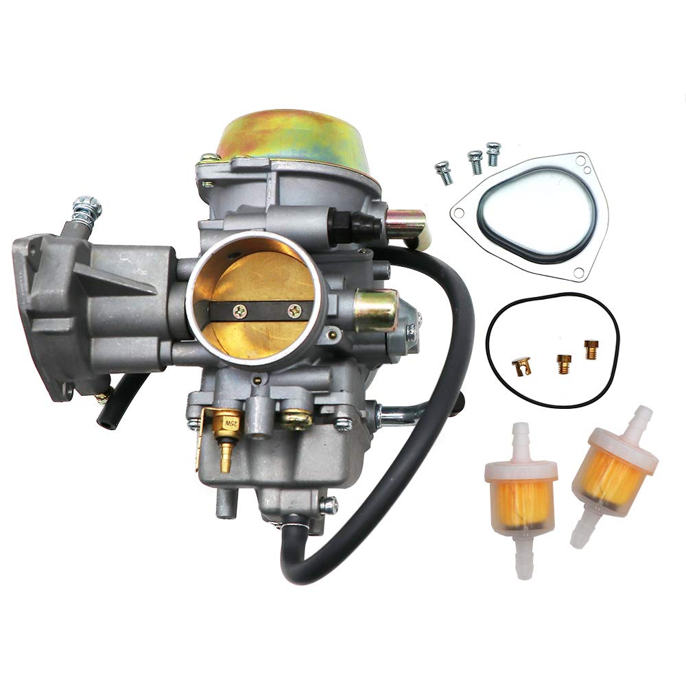 Photo 1 of KIPA Carburetor For Yamaha RHINO 660 YFM660 YXR660FA YXR660FSE YXR660FH YXR660 Hunter UTV ATV 2004 2005 2006 2007 Replace OEM part number 5KM-14901-00-00 2Pcs New Main jets & 2Pcs Fuel Filters