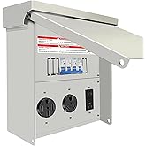 Upgrade Temporary Power Outlet Panel, RV Electrical Outlet Panel with 20, 30, 50 Amp Receptacle Installed, with Breaker, Prewired and Unmetered, Weatherproof, Fit for motorhomes and Construction Site