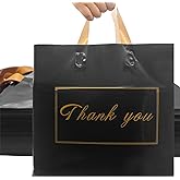 WAKAKO 60 Pack Thank You Bags Shopping Bags, 16x18 Inch Thank You Gift Bags with Handle for Small Business,Bulk Reusable Plastic Shopping Bags for Boutique, Black