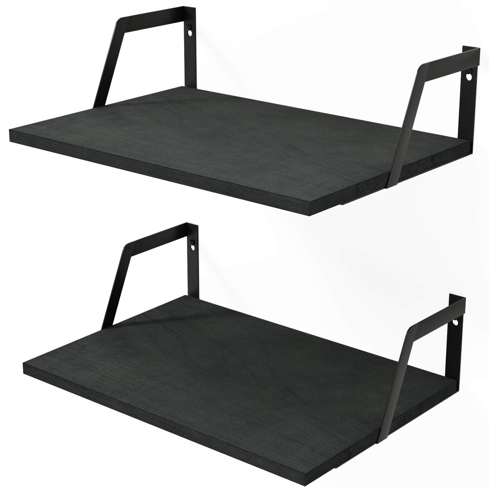Photo 1 of MISSING BRACKETS ----------------------------------------------------------------------------------------------------------------------------SRIWATANA Floating Shelves Wall Mounted Set of 2 Rustic Wood Shelves with Large Capacity(Black