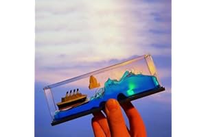 ARIOLUER Cruise Ship Model Decoration Acrylic Cruise Ship Mode Fluid Drift Bottle,Cruise Ship Iceberg Home Decor - The Cruise Ship That Never Sinks Decoration for Car Decoration Display Cases and Gifts