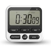 Houlishu Digital Kitchen Timer, 24 Hour Count Up/Down Timer with Alarm &amp; Silent Switch, Large Display Magnetic Timer with Memory Function for Cooking Baking Study