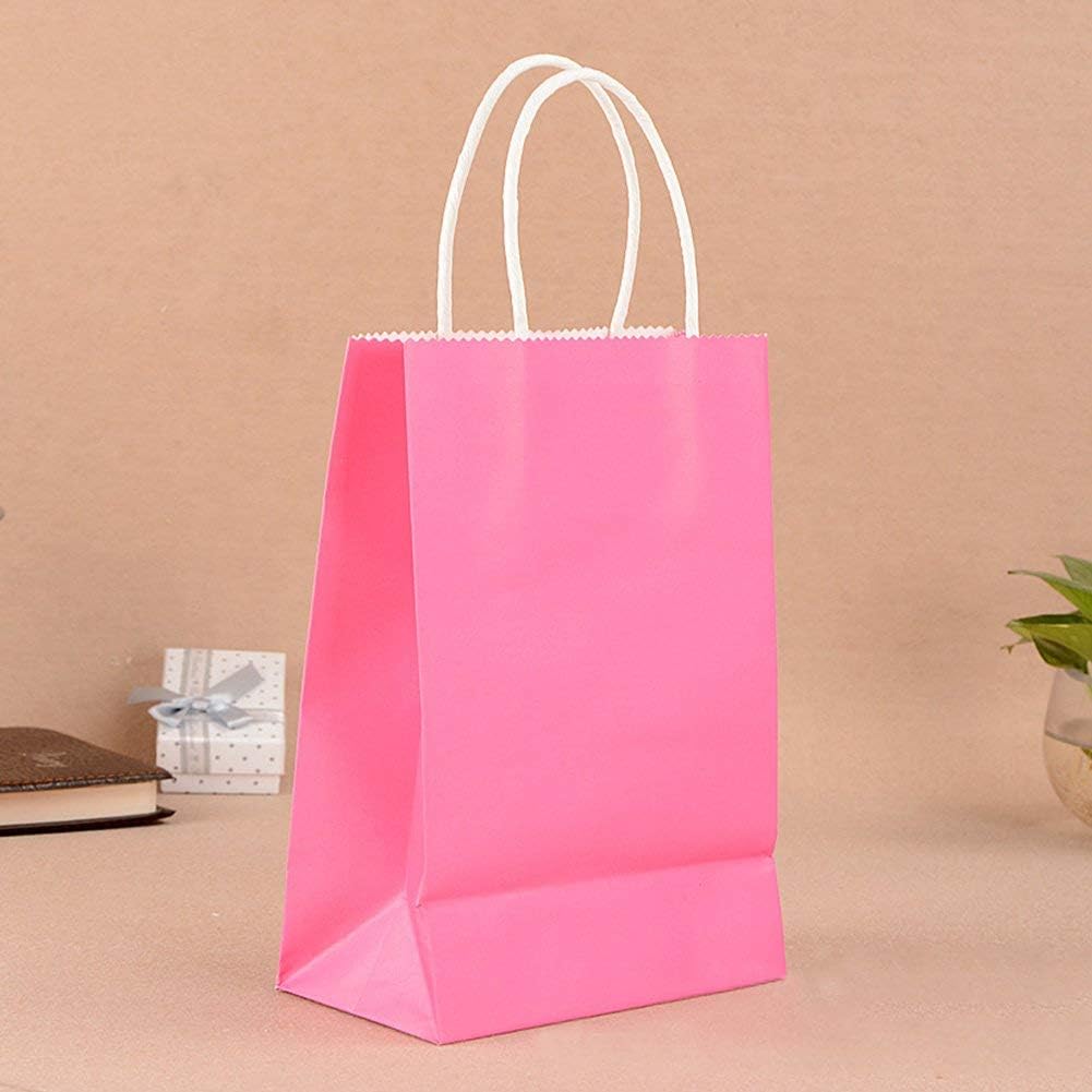 Party Bags Paper Gift Bag with Handle Recyclable Shop Loot Bag 10 Colors(21x11x27cmRose Red)