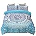 Mandala Duvet Cover Set, Full Bohemia Bedding Sets 3 of Set, Boho Quilt Cover with Hidden Zipper and 4 Corner Ties, ZHH