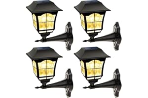 MAGGIFT 4 Pack Solar Wall Lantern Outdoor Wall Sconce 15 Lumens Solar Outdoor Christmas Led Light Fixture with Wall Mount Kit